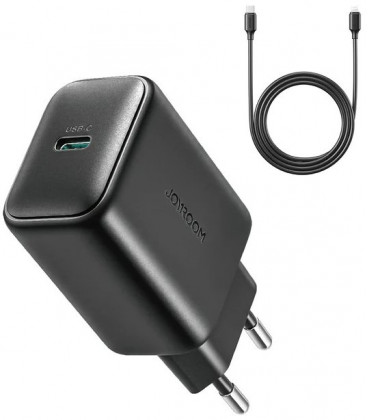 Juodas 25W 1xUSB-C pakrovėjas + 100cm USB-C - USB-C laidas "Joyroom JR-TCF23"