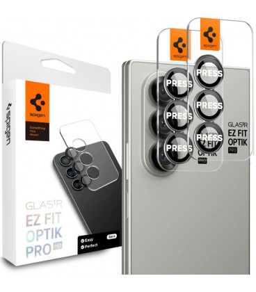 Juoda kameros apsauga Samsung Galaxy Fold 7 / 8 Ultra telefonui "Spigen Optik Pro HD GLAS.TR ”EZ FIT” 2-Pack"