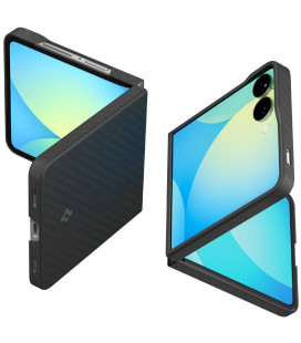 Juodas (Aramid) dėklas Samsung Galaxy Z Flip 7 telefonui "Spigen Airskin"