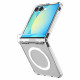 Skaidrus (Baltas) dėklas Samsung Galaxy Z Flip 7 telefonui "Spigen Ultra Hybrid Pro MAG"