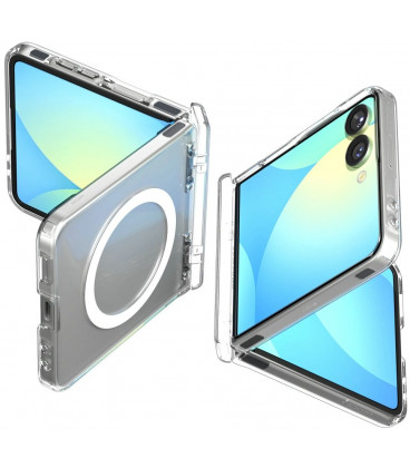 Skaidrus (Baltas) dėklas Samsung Galaxy Z Flip 7 telefonui "Spigen Ultra Hybrid Pro MAG"