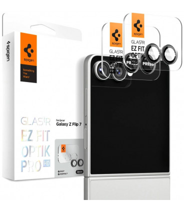 Juoda kameros apsauga Samsung Galaxy Flip 7 telefonui "Spigen Optik Pro HD GLAS.TR ”EZ FIT” 2-Pack"