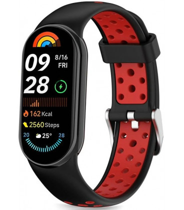 Juoda / raudona apyrankė Xiaomi Smart Band 8 / 9 / 10 / NFC laikrodžiui "Tech-Protect Iconband Air"