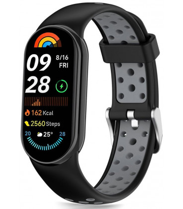 Juoda / pilka apyrankė Xiaomi Smart Band 8 / 9 / 10 / 11 / NFC laikrodžiui "Tech-Protect Iconband Air"