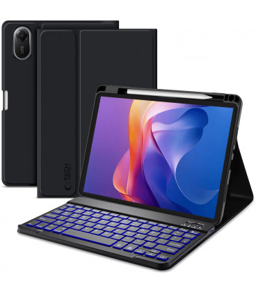 Juodas atverčiamas dėklas + klaviatūra Xiaomi Redmi Pad 2 11.0 planšetei "Tech-Protect SC + Keyboard"