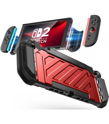 Raudonas dėklas Nintendo Switch 2 žaidimų kompiuteriui "Supcase UB Pro"