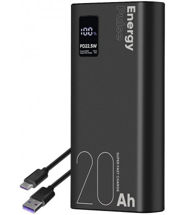 Juoda Išorinė baterija Power Bank 22.5W 20000mAh "OBAL:ME EnergyPulse"