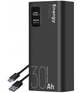 Juoda Išorinė baterija Power Bank 22.5W 30000mAh "OBAL:ME EnergyPulse"