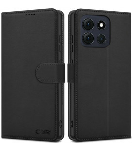Juodas atverčiamas dėklas Motorola Moto G86 5G telefonui "Tech-Protect Wallet"
