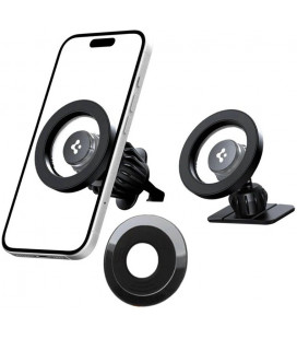 Juodas automobilinis telefono laikiklis "Spigen MFT13 Magnetic Magsafe Dash&Vent"