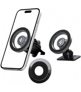Sidabrinės spalvos automobilinis telefono laikiklis "Spigen MFT13 Magnetic Magsafe Dash&Vent"