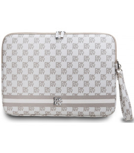 Smėlio spalvos dėklas 15" / 16" nešiojamiems kompiuteriams "DKNY PU Leather Checkered Pattern and Stripe Sleeve"