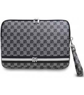 Juodas dėklas 15" / 16" nešiojamiems kompiuteriams "DKNY PU Leather Checkered Pattern and Stripe Sleeve"