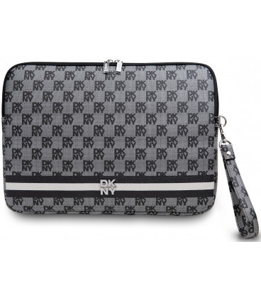 Juodas dėklas 15" / 16" nešiojamiems kompiuteriams "DKNY PU Leather Checkered Pattern and Stripe Sleeve"