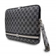 Juodas dėklas 15" / 16" nešiojamiems kompiuteriams "DKNY PU Leather Checkered Pattern and Stripe Sleeve"