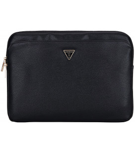 Juodas dėklas 14" nešiojamiems kompiuteriams "Guess PU Grained Triangle Logo Sleeve"