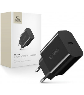 Juodas 1xUSB-C PD20W pakrovėjas "Tech-Protect NC20W 1-Port"