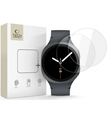 Apsauginis grūdintas stiklas Samsung Galaxy Watch 8 (44 mm) laikrodžiui "Tech-Protect Glass Fit+ 2-Pack"