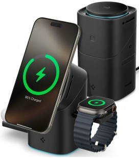 Juodas belaidis 15W pakrovėjas "Spigen Essential EF223MS 3IN1 QI2 Rotory Magnetic"