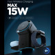 Juodas belaidis 15W pakrovėjas "Spigen Essential EF223MS 3IN1 QI2 Rotory Magnetic"