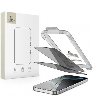 (Privacy) Apsauginis grūdintas stiklas Apple iPhone 16 Pro telefonui "Tech-Protect Quick Set+ 2-Pack"