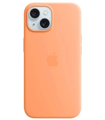 Originalus oranžinis "Silicone Magsafe Cover" dėklas Apple iPhone 15 telefonui "MT0W3ZM/A"
