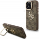 Rudas dėklas Apple iPhone 16 Pro Max telefonui "Guess PU 4G Metal Logo Stand Camera Frame Case"