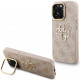 Rožinis dėklas Apple iPhone 16 Pro Max telefonui "Guess PU 4G Metal Logo Stand Camera Frame Case"