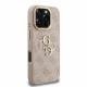 Rožinis dėklas Apple iPhone 16 Pro Max telefonui "Guess PU 4G Metal Logo Stand Camera Frame Case"