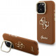 Rudas dėklas Apple iPhone 16 Pro Max telefonui "Guess PU Grained 4G Logo Stand Camera Frame Case"