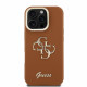 Rudas dėklas Apple iPhone 16 Pro Max telefonui "Guess PU Grained 4G Logo Stand Camera Frame Case"