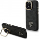 Juodas dėklas Apple iPhone 16 Pro Max telefonui "Guess PU 4G Strass Triangle Logo Stand Camera Frame MagSafe Case"