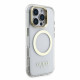 Skaidrus dėklas Apple iPhone 16 Pro Max telefonui "Guess IML Gold Outline Stand Camera Frame MagSafe Case"