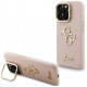 Rožinis dėklas Apple iPhone 16 Pro telefonui "Guess PU Grained 4G Logo Stand Camera Frame Case"