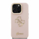 Rožinis dėklas Apple iPhone 16 Pro telefonui "Guess PU Grained 4G Logo Stand Camera Frame Case"