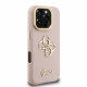Rožinis dėklas Apple iPhone 16 Pro telefonui "Guess PU Grained 4G Logo Stand Camera Frame Case"