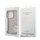 Rožinis dėklas Apple iPhone 16 Pro telefonui "Guess PU Grained 4G Logo Stand Camera Frame Case"
