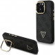 Juodas dėklas Apple iPhone 16 Pro telefonui "Guess PU 4G Strass Triangle Logo Stand Camera Frame MagSafe Case"
