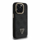 Juodas dėklas Apple iPhone 16 Pro telefonui "Guess PU 4G Strass Triangle Logo Stand Camera Frame MagSafe Case"
