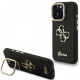 Juodas dėklas Apple iPhone 16 Pro telefonui "Guess PU Grained 4G Logo Stand Camera Frame Case"