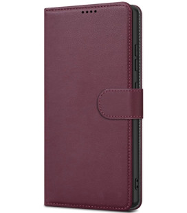 Dėklas Fancy Wallet Xiaomi Redmi 17C 4G/Redmi 14C/Redmi A4/Poco C75 tamsiai raudonas