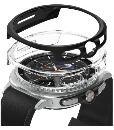 Matinis juodas ir skaidrus dėklai Samsung Galaxy Watch 8 Classic (46 mm) laikrodžiui "Ringke Slim 2-Pack"