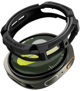 Juodas dėklas Samsung Galaxy Watch 8 / 9 (40 mm) laikrodžiui "Spigen Rugged Armor"