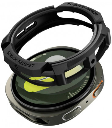 Juodas dėklas Samsung Galaxy Watch 8 / 9 (40 mm) laikrodžiui "Spigen Rugged Armor"