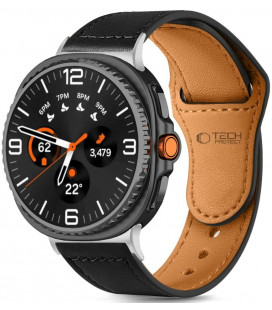 Juoda apyrankė Samsung Galaxy Watch 8 / Classic (40 / 44 / 46 mm) laikrodžiui "Tech-Protect Leatherfit"