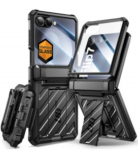Juodas dėklas Samsung Galaxy Z Flip 7 telefonui "Supcase Unicorn Beetle Pro"