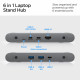 Pilkas stovas - šakotuvas "Spigen LD204H Laptop Stand Hub"