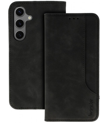 Juodas atverčiamas dėklas Samsung Galaxy A17 5G telefonui "Wonder Prime Case"