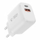 Baltas pakrovėjas 1xUSB-A + 1xUSB-C PD30W/QC3.0 + 100cm USB-C - Lightning laidas "Tech-Protect NCA30 2-Port"