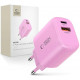 Rožinis 1xUSB-A + 1xUSB-C PD30W/QC3.0 pakrovėjas "Tech-Protect NCA30 2-Port"